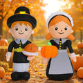 Leyndo 6.3 ft Thanksgiving Pilgrim Inflatable Outdoor Decoration / 2 Pcs Fall Pilgrim Blow up Decoration,