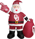 Logo Brands NCAA Oklahoma Sooners 7ft Inflatable Santa – Easy Inflation with 12V Blower, LED Lights for