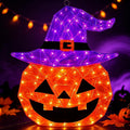 Mairekajie 24 Inch Pre-Lit Halloween Pumpkin with Purple Witch Hat / Pre-Lit jack-o'-lantern with 85 LED