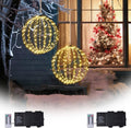 Outdoor Christmas Lights Balls, Prelit Ball Battery Operated, 16” Large Globe Christmas Decoration, 208 LED