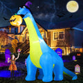 COMIN 10 FT Halloween Animated Inflatable Dinosaur Pumpkin with Shake Head / Built-in LED lights, blow-up