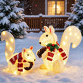 Hausse Lighted Christmas Outdoor Decor, Set of 2 Pre-Lit 3D Christmas Squirrels Figure, Light Up Christmas