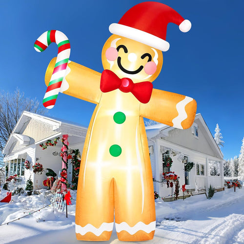 12 ft Inflatable Gingerbread with Candy Cane