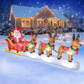 FunFanso 12 FT Christmas Inflatables Santa Claus on Sleigh with 3 Reindeers, Blow Up Outdoor Decorations with