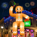 16 FT Giant Christmas Inflatables, Sitting Gingerbread Inflatable for Roof / Oversized Christmas Blow Up Yard