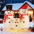 Pinkunn 3 Pcs 32''/32''/20'' Christmas Pop-Up Outdoor Snowman Decor Lighted / 3D Collapsible Snowman with 130