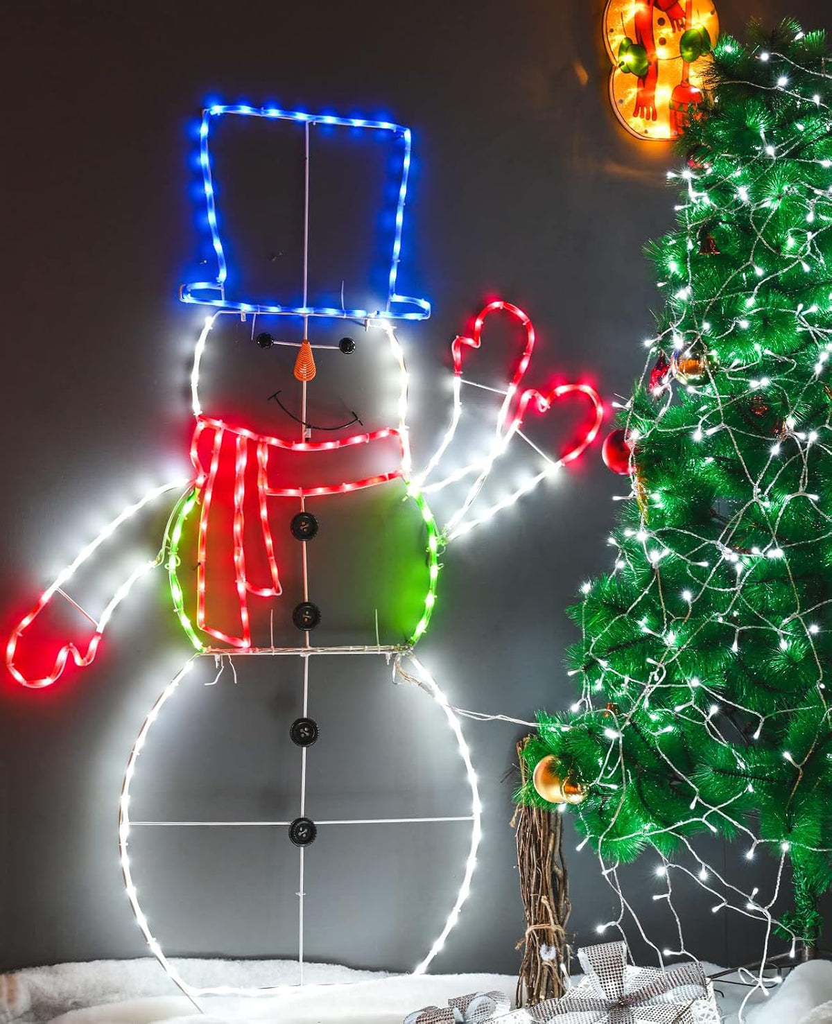 ZHOUDUIDUI 5FT 195 LED Snowman Light, Colorful Neon Light Sign Animated Christmas Decoration for Indoor Out
