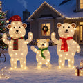 35 in Lighted White Bear Family, 3 Pieces